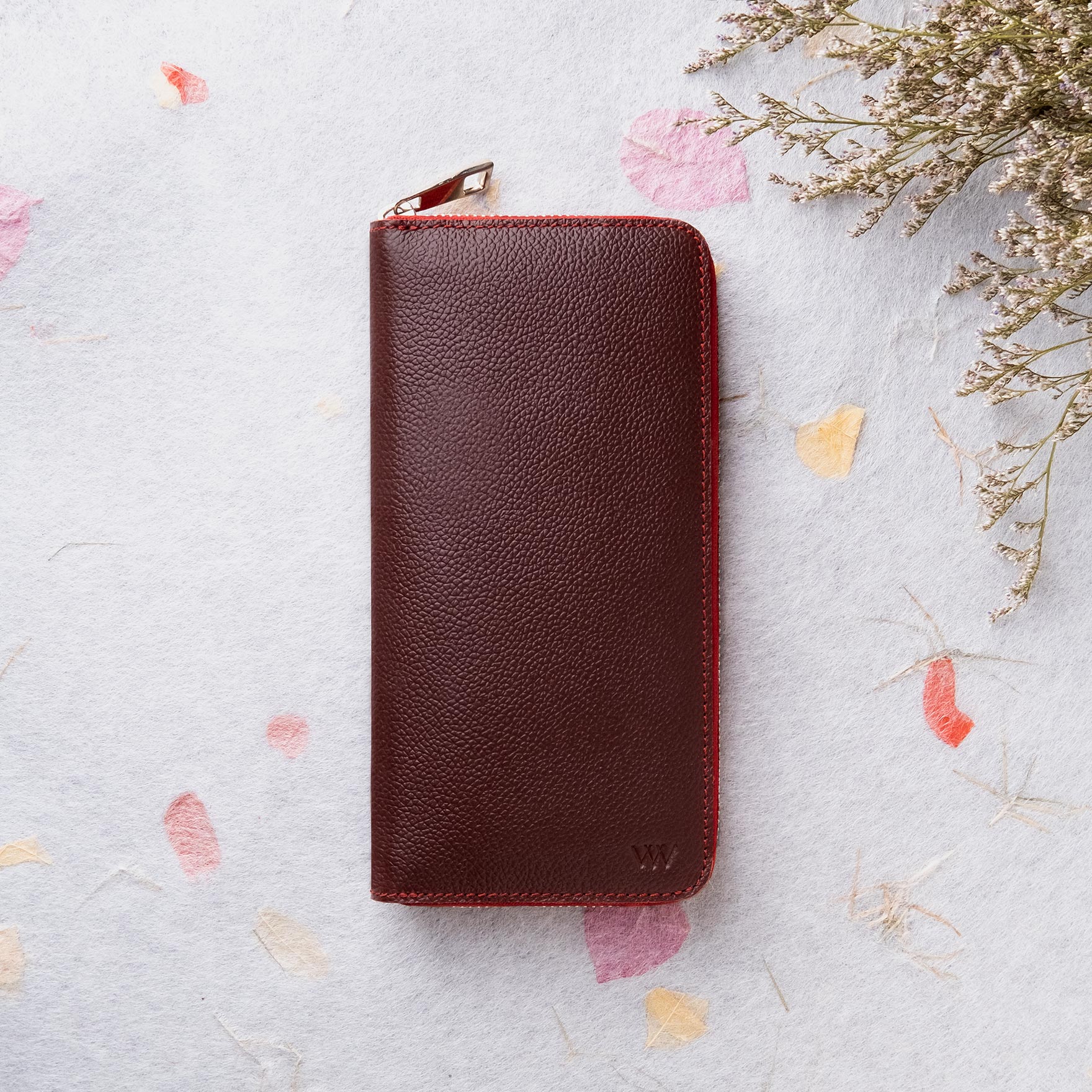 Saito Zipper Long Wallet Yale Blue WildWoven Leather Products